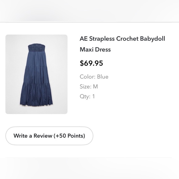 NWT American Eagle Navy babydoll Strapless Maxi Skirt - Picture 2 of 9